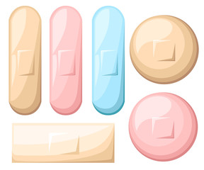 Illustration of medical bandage in different shape , Plaster Web site page and mobile app design vector element.