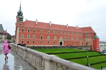 Fototapeta na wymiar Side Street View of Royal Castle in Warsaw, Poland