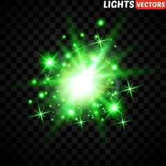 Transparent Glow light effect. Star burst with sparkles