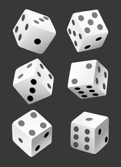 Vector illustration of white dice with double six roll. No gradients or effects. Web site page and mobile app design vector element.