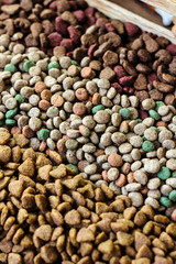 Dry pet food background