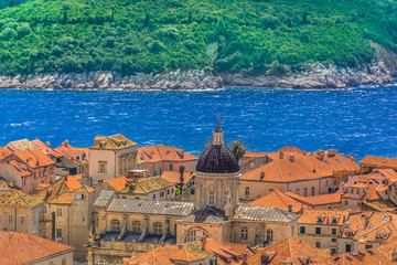 Fototapeta na wymiar Dubrovnik coastal town. / Scenic aerial view on Dubrovnik landscape in Croatia, Europe.