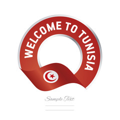 Welcome to Tunisia flag red label logo icon