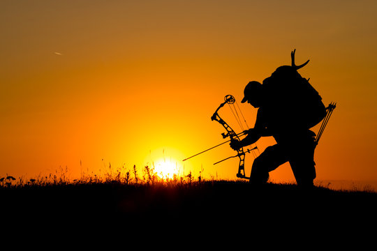 Silhouette Of A Bow Hunter