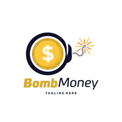 Bomb Money Logo Template Design Vector, Emblem, Design Concept, Creative Symbol, Icon