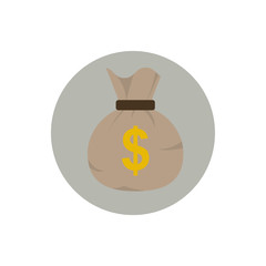 Bag of coins with dollar sign on it. Flat style icon. Vector illustration