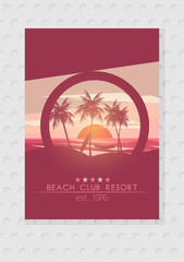 Summer Beach Resort Tropical Island Circle Cut Out - Vector Illustration. - 163275658