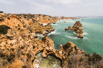 Fototapeta premium Wonderful view of praia do camilo in south of portugal one of the most beautiful beaches in lagos