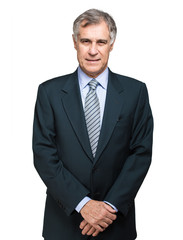Senior businessman isolated on white