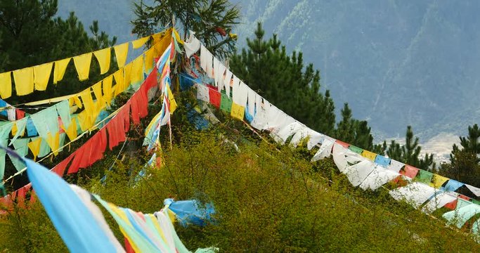 4k prayer flag on lhasa mountain,tibet.