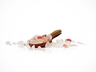 Pink himalaya salt isolated on white