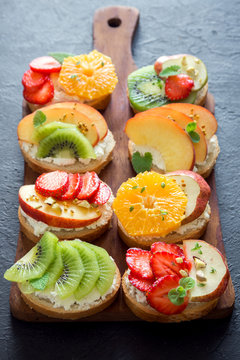 Breakfast fruit sandwiches