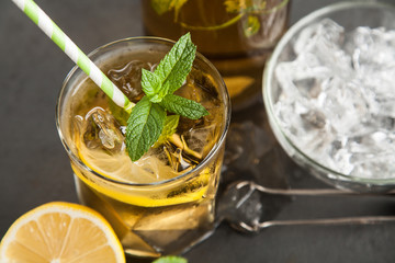 Ice tea with lemon and mint