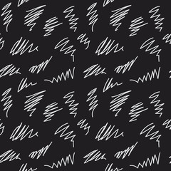 Messy irregular zigzag lines and scrawls hand drawn vector seamless scribble pattern. Careless scratchy pen or pencil doodles. Endless repeated texture or background for print, textile, or web. - 163281645