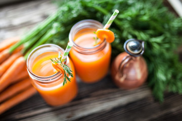 Fresh organic carrot juice