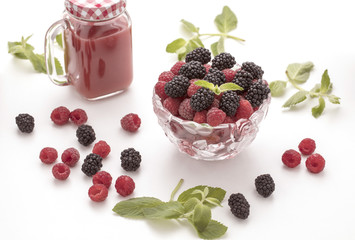 Berry with leaves on the table
