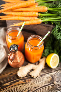 Fresh organic carrot juice
