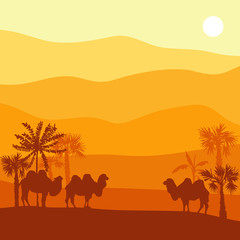 Fototapeta na wymiar vector landscape with camel