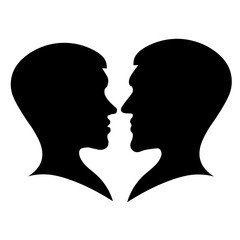 Man and woman silhouette portrait in profile .Vector illustration.
