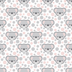 Seamless Cute Cartoon Koala Pattern Vector