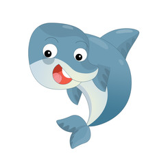 Cartoon dolphin swimming and looking - illustration for children