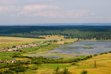Summer landscape, view from the mountain.