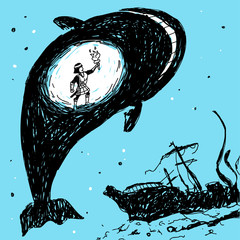 Fototapeta premium Belly of the Whale Vector Illustration