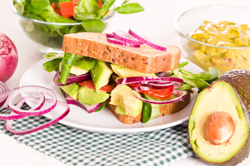 Veggie toast with avocado.