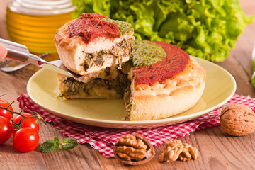 Calzone with walnuts and endive. 