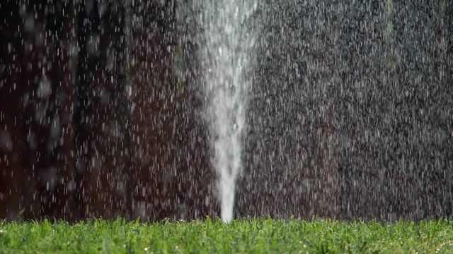 RUPTURED SPRINKLER PIPE SHOOTING WATER STRAIGHT UP.  Version 2 of 2.