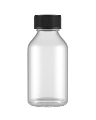 blank glass bottle isolated on white background, 3D rendering