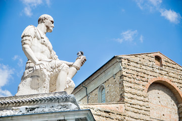 Fototapeta na wymiar Statue of Giovanni delle Bande Nere at Piazza San Lorenzo by Baccio Bandinelli, Florence, Italy