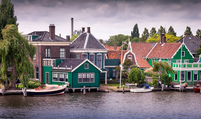 Fototapeta premium Typical houses from Zaanse Schans, Amsterdam, the Netherlands