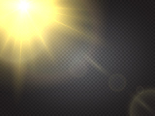 Sun isolated on transparent background. Vector illustration.