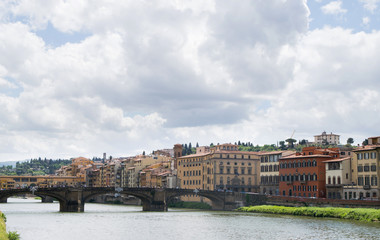 Panoramic view to the Arno river in Florence, Italy