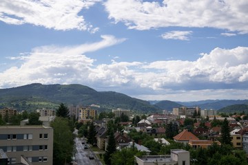 Obraz premium Clouds over the town. Slovakia
