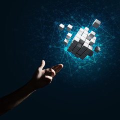 Idea of new technologies and integration presented by cube figure