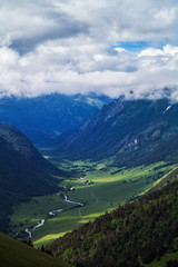 River valley among high mountains