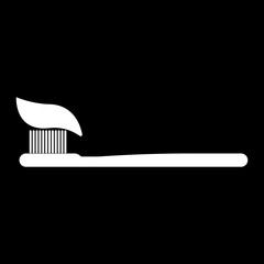 Tooth paste and brush  the white color icon .