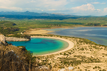 Beautiful Voidokilia beach in Peloponnese. One of the most popular places in Greece.