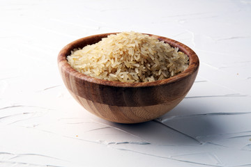 rice, indian basmati, pakistani basmati uncooked on white background