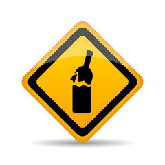 Broken glass warning vector sign