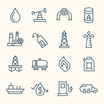 Oil Industry Line Icon Set