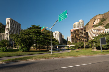 High-rise residential buildings and mountain at neighborhood Lagoa, the third most expensive neighborhood to live in South America, Rio de Janeiro, Brazil