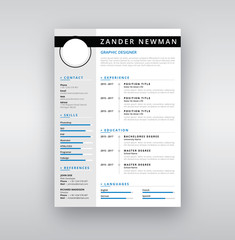 CV Resume Clean Design Vector Template / Curriculum Vitae