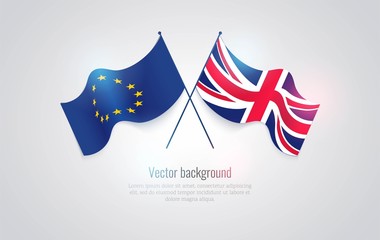 Obraz na płótnie Canvas Flags of the United Kingdom and the European Union isolated on white background. Vector illustration