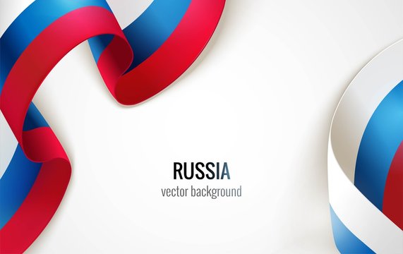 Waving russian flag on white background. Patriotic Symbolic Vintage Decoration for Holiday or Celebration Backgrounds - Vector illustration