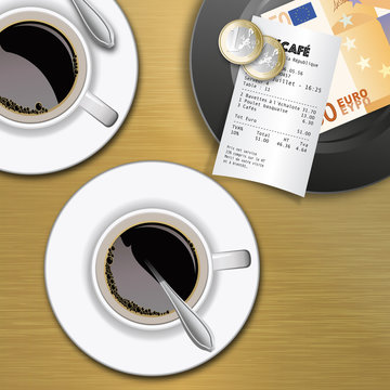 brasserie - comptabilité - tasse de café - compte - coût - pouvoir d’achat - cafétéria