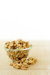 Walnuts in glass bowl