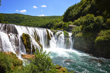 Natural river waterfall